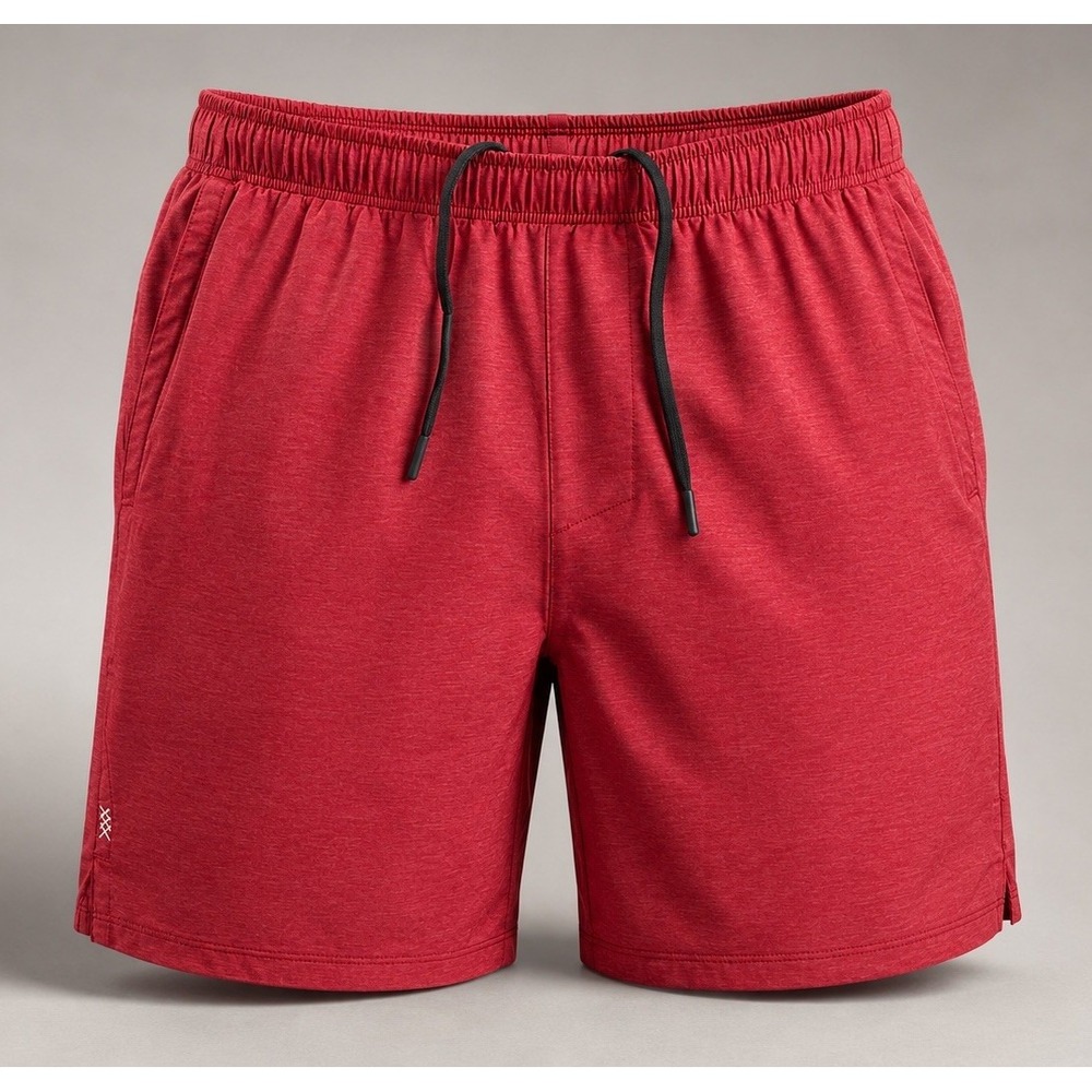 Rhone Men's Medium Lined Running Shorts Red Athletic Stretch Zip Pocket 5" Gym - Picture 1 of 12
